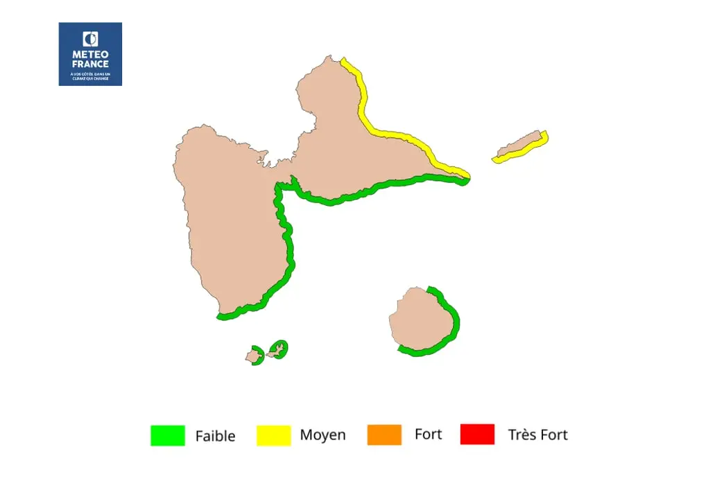 Carte de vigilance sargasses en Guadeloupe